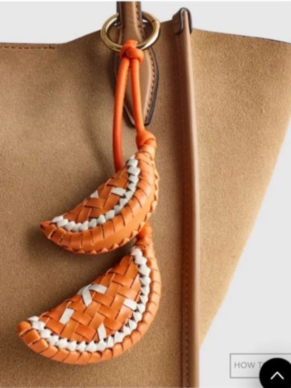 100% leather Handwoven Citrus Orange Slide Bag Charm